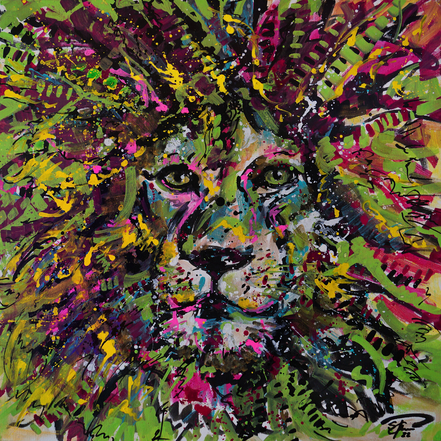 Löwe under Power Sabine Kraftmeier Original painting for sale