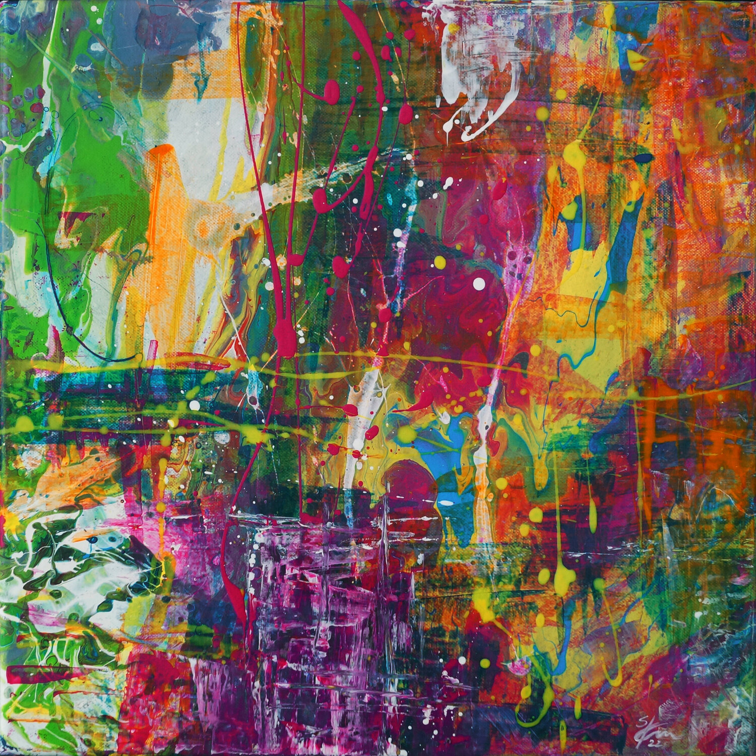 Pink und Bunt Sabine Kraftmeier Original painting for sale