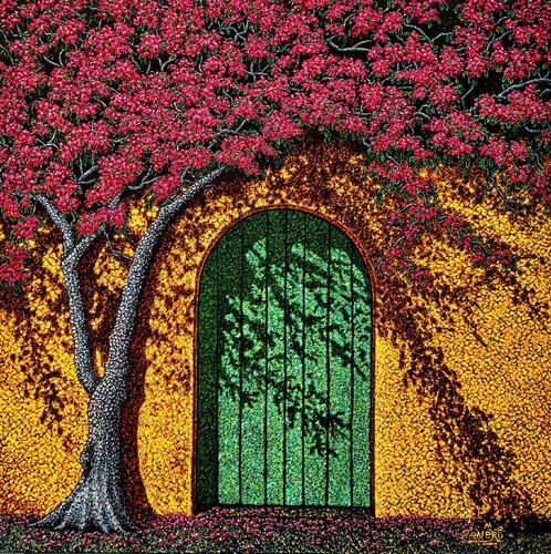 "Under the shade of the bougaivillea" by Taner Mert, Painting for Sale on Select