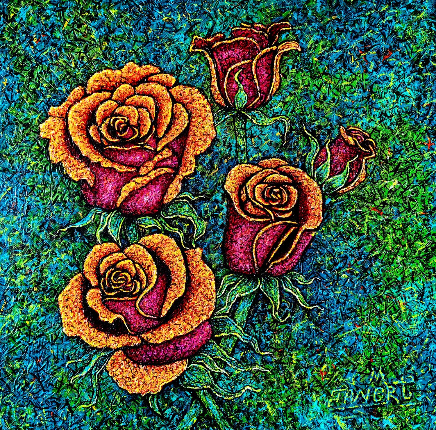 "In the garden of the roses" Taner Mert Original painting for sale