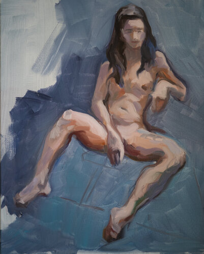 Liegende Figur mit offenem Raum by Axel Jung, Painting for Sale on Select