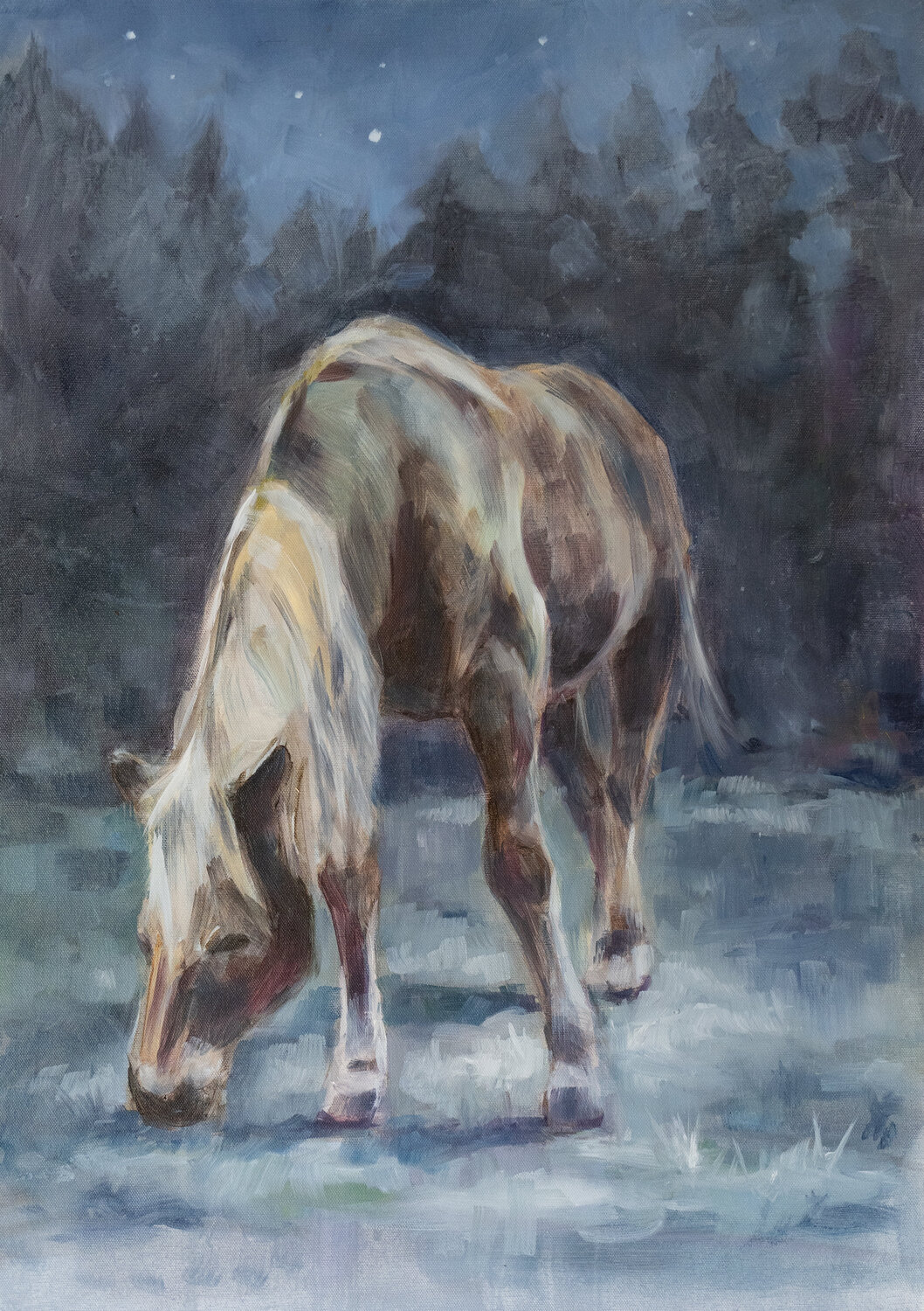 Pferd im Mondschein Axel Jung Original painting for sale