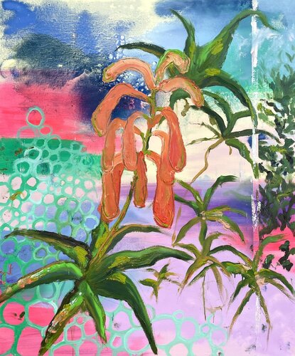 Aloe in fiore by Giovanna Morelli, Painting for Sale on Select