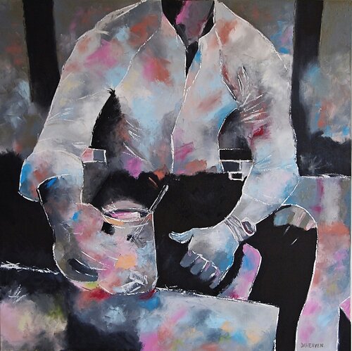 Abstract Painting of Man with Cocktail. by Daheaven Art, Painting for Sale on Select
