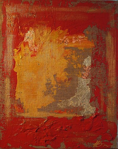 Fresco red. Abstract minimalist structure painting. by Daheaven Art, Painting for Sale on Select