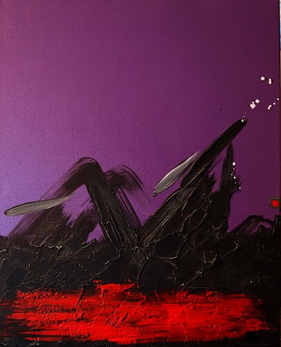 Volcano violet. Abstract minimalist structure painting. by Daheaven Art, Painting for Sale on Select