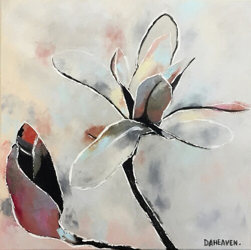 Magnolia abstract flower painting. by Daheaven Art, Painting for Sale on Select