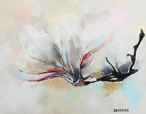 Magnolia abstract minimalist flower painting. by Daheaven Art, Painting for Sale on Select
