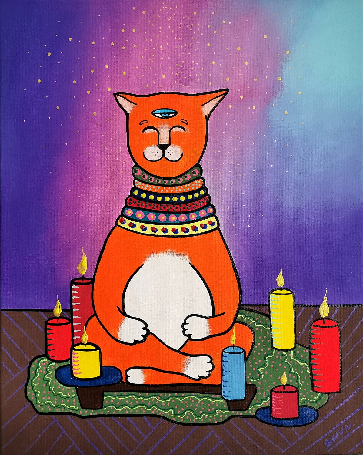 Yoga Cat. Daheaven Art Original painting for sale