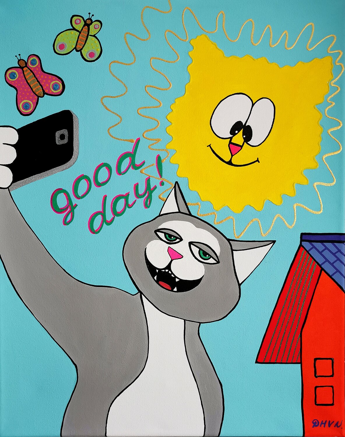 Selfie with the Sun. Daheaven Art Original painting for sale