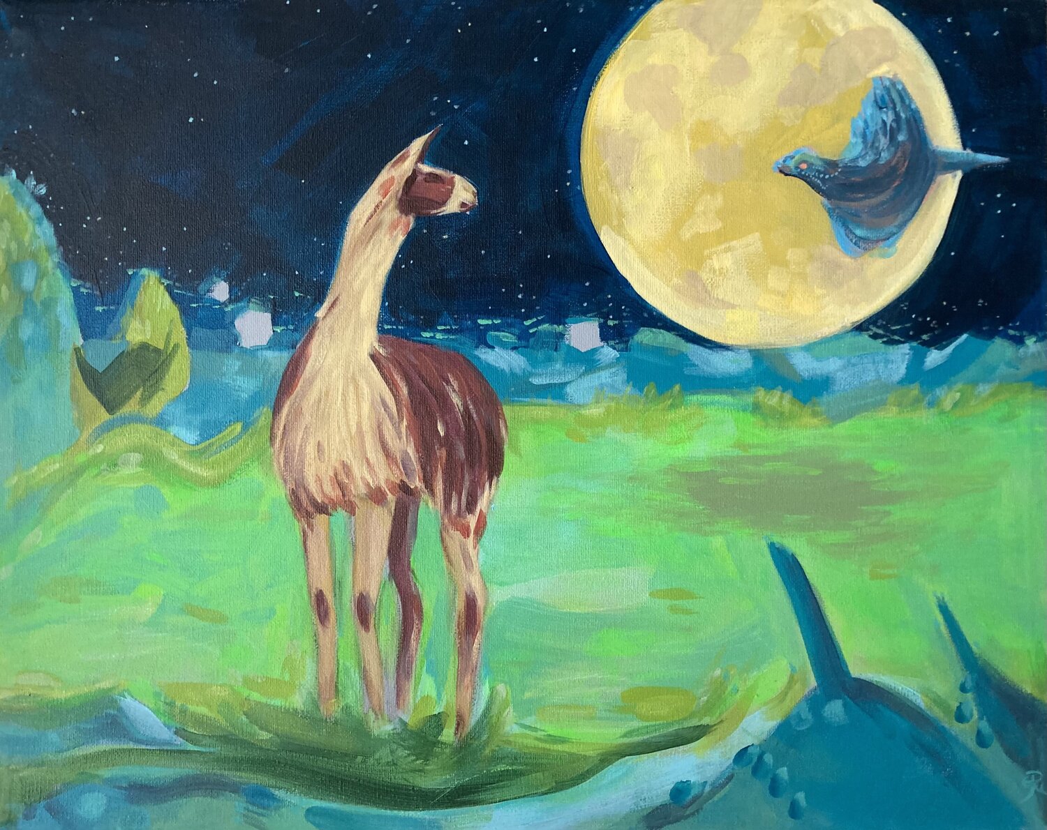 Der Mond steht Kopf Lemonie Pearl Original painting for sale