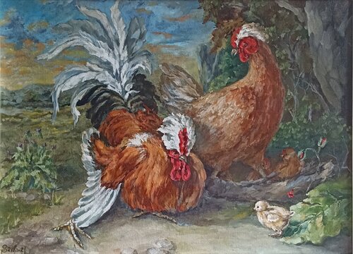Birds in the park. by Tetyana Donets, Painting for Sale on Select