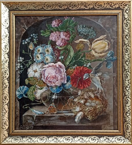 Bouquet with a nest. by Tetyana Donets, Painting for Sale on Select