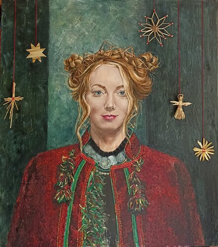 Nativity.With straw *didukhs* by Tetyana Donets, Painting for Sale on Select
