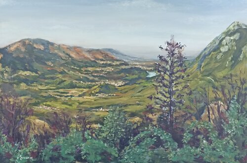 Panoramic view of Italy from Mount Siniy Verkh (1002). by Tetyana Donets, Painting for Sale on Select