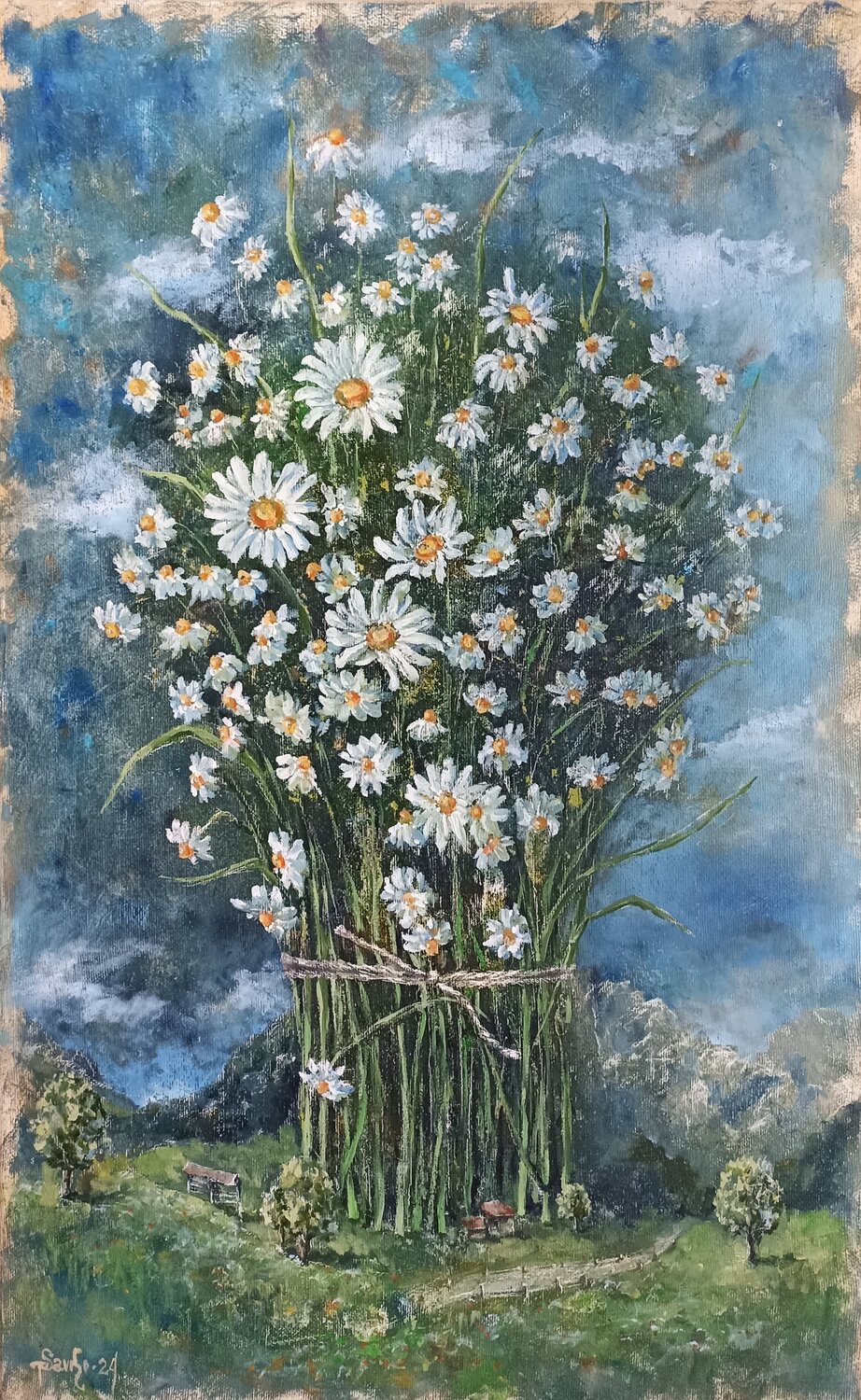 Alpine daisies. Tetyana Donets Original painting for sale