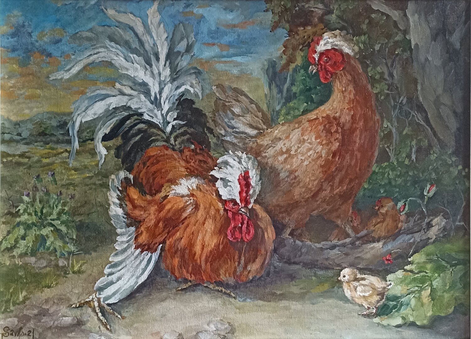 Birds in the park. Tetyana Donets Original painting for sale