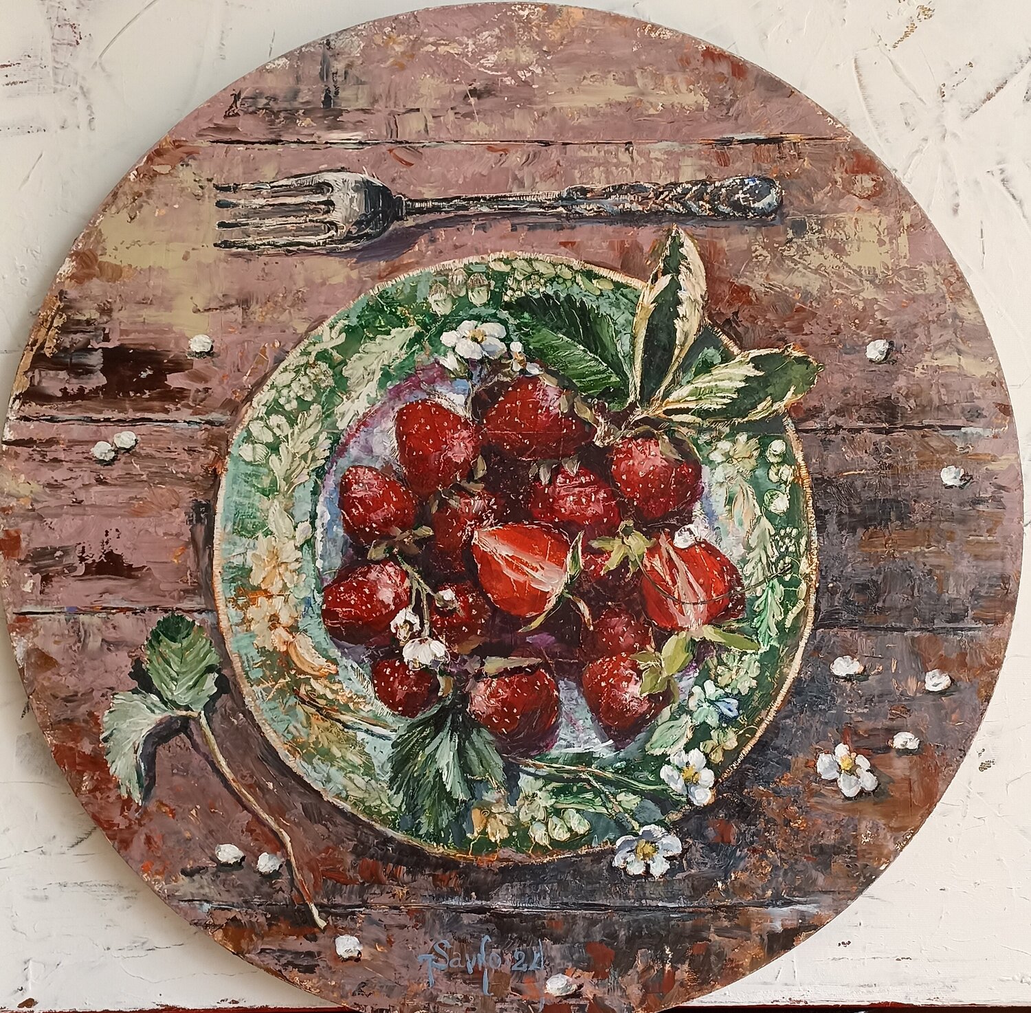 Strawberry dessert. Tetyana Donets Original painting for sale
