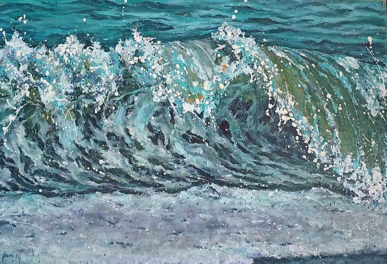 Rainbow reflected in the sea. Tetyana Donets Original painting for sale