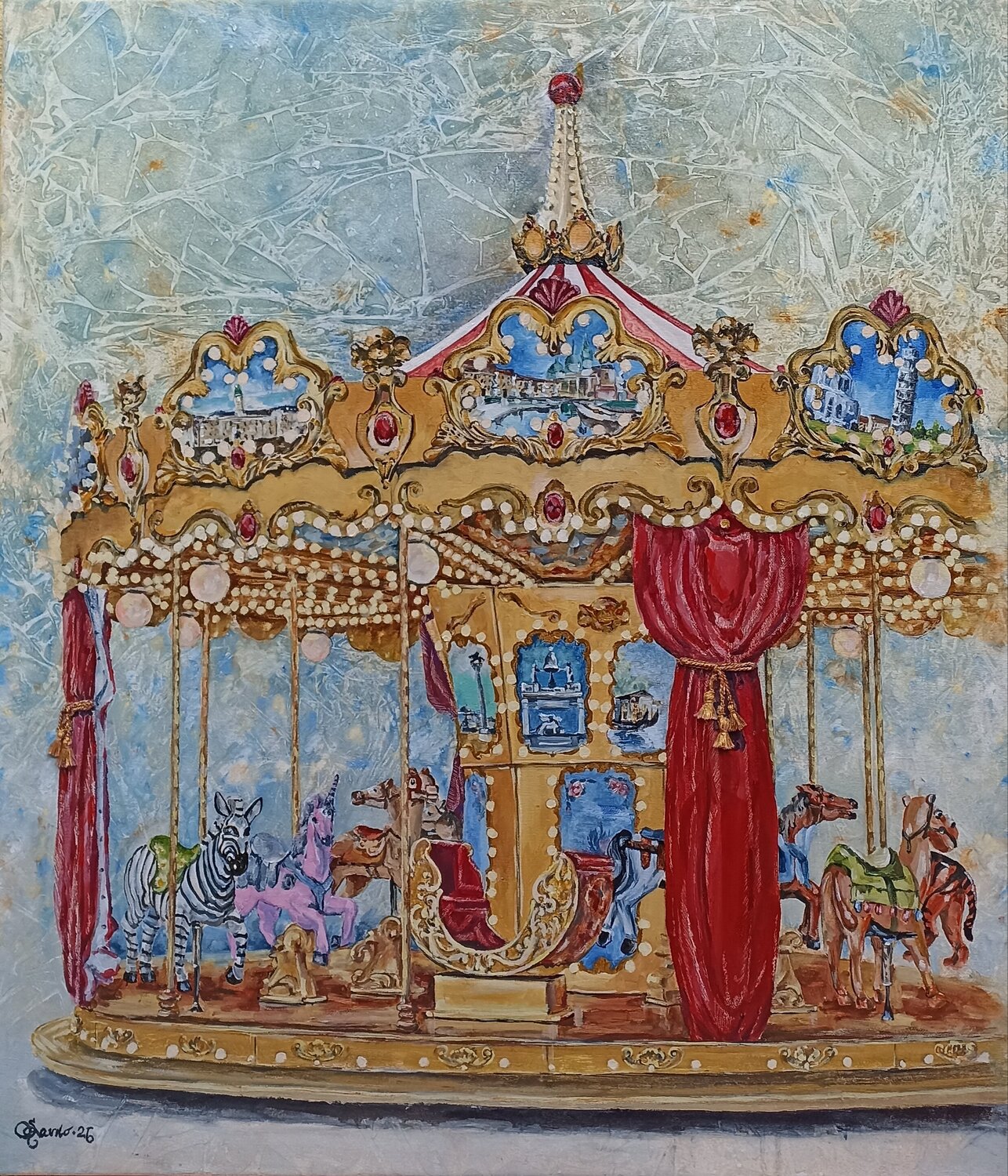 The carousel is always a holiday. Tetyana Donets Original painting for sale