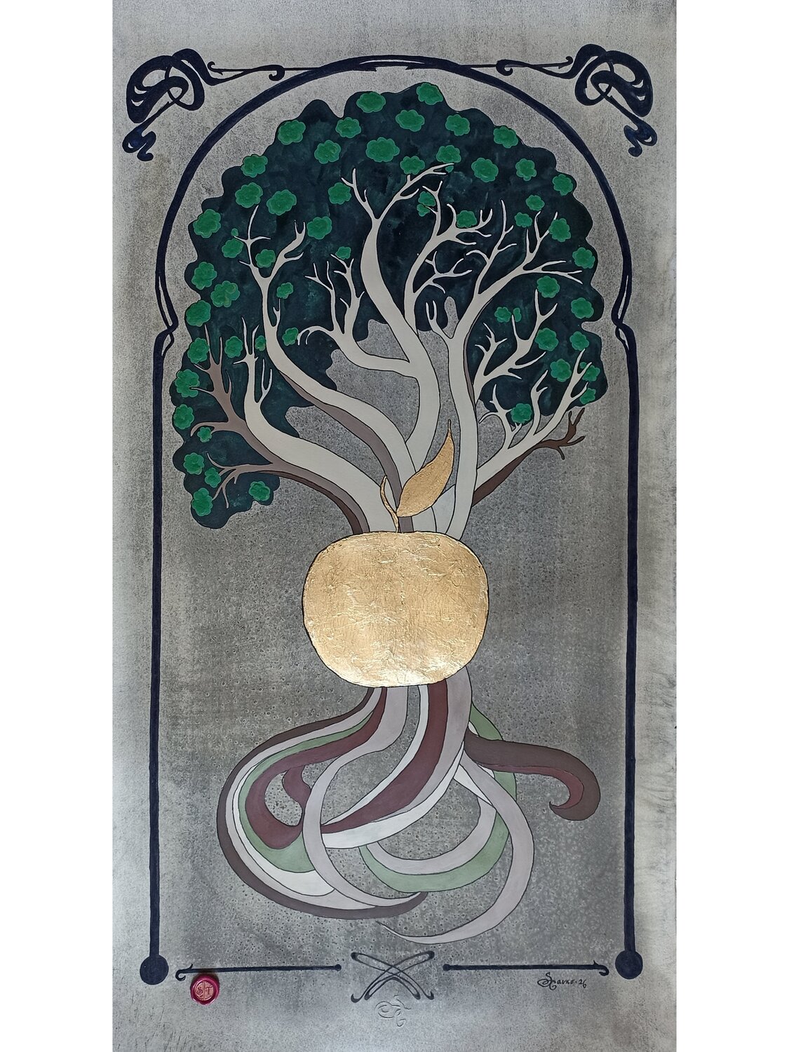 Tree of life or apple of temptation. Tetyana Donets Original painting for sale