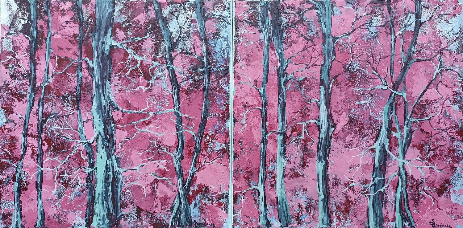 Hot summer.Forest.(diptih) Tetyana Donets Original painting for sale
