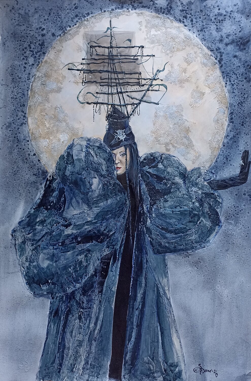 Temptation. The Moon and Fashion. Tetyana Donets Original painting for sale