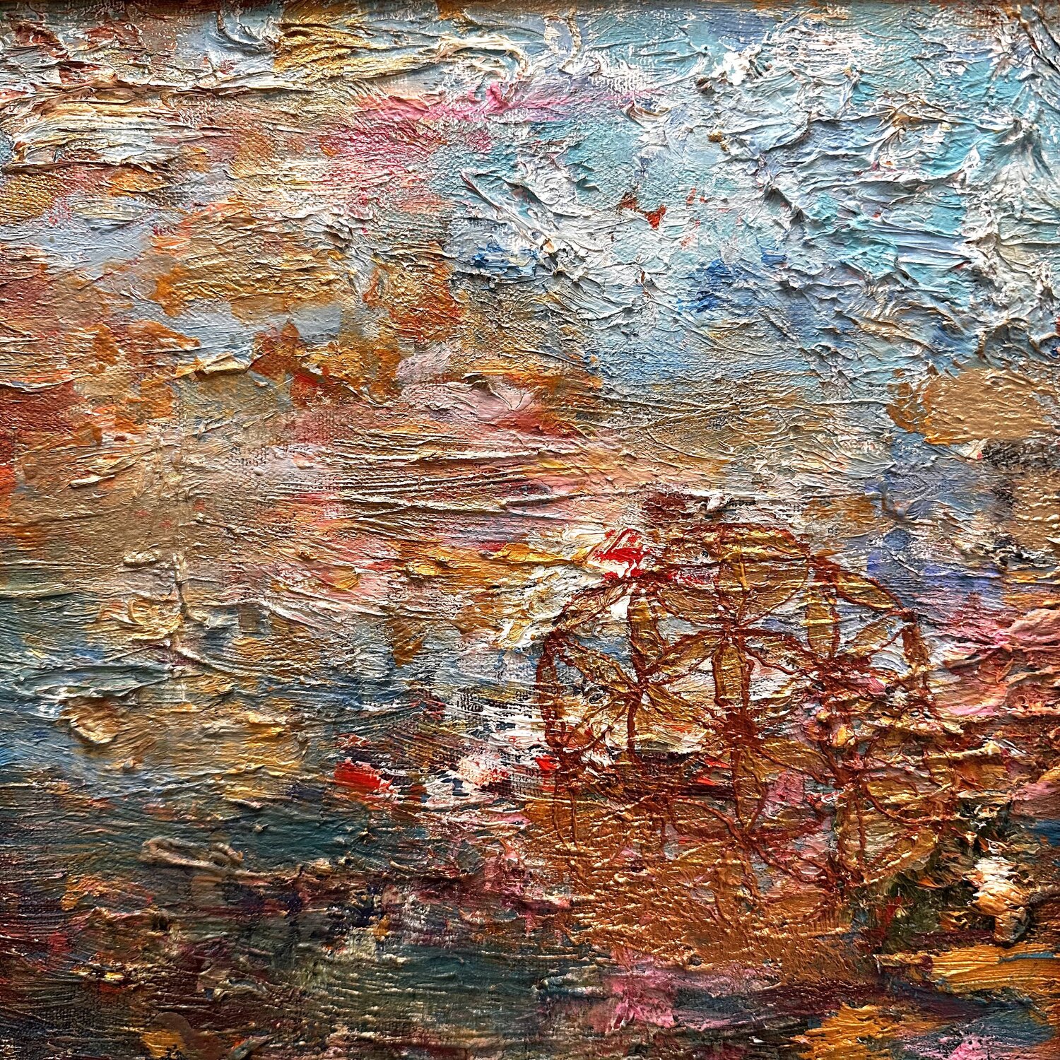 Golden Breath of the Universe JULIJA PUZIRJOVA Original painting for sale