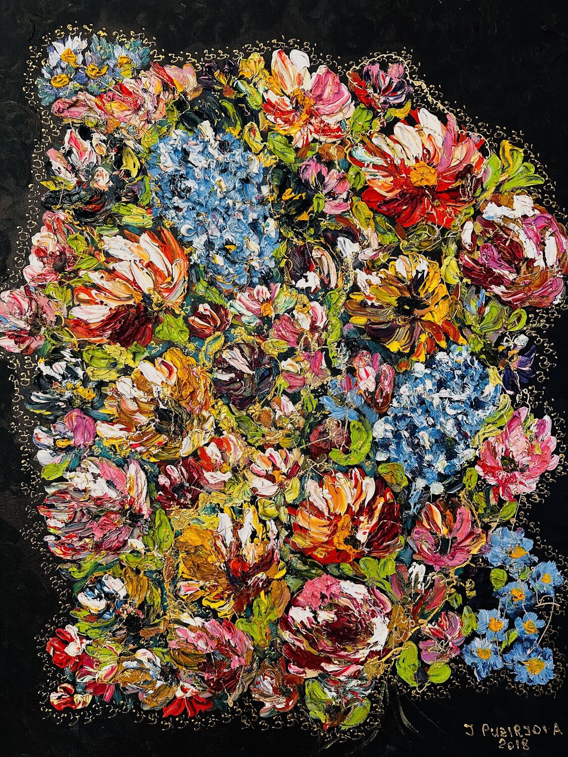 When the Flowers Started Discussing Their Role in Art JULIJA PUZIRJOVA Original painting for sale
