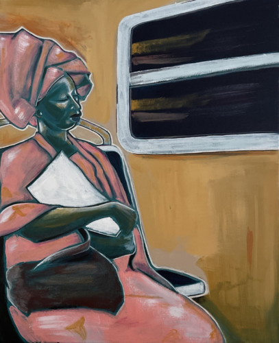 Maman Augustine dans le métro by Lauriane Itoua (Lylo), Painting for Sale on Select