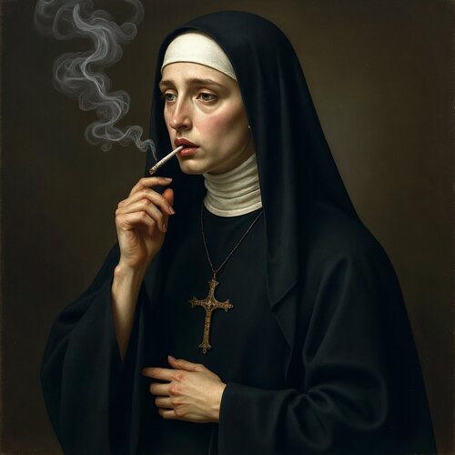Smoking with God (V) by Jean-Marie Gitard, Painting for Sale on Select