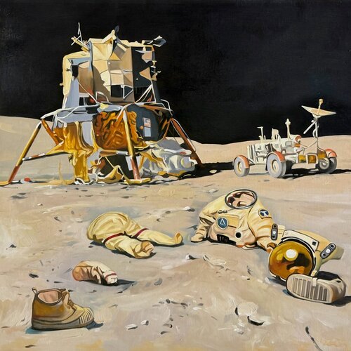 Strip-tease on the Moon by Jean-Marie Gitard, Painting for Sale on Select