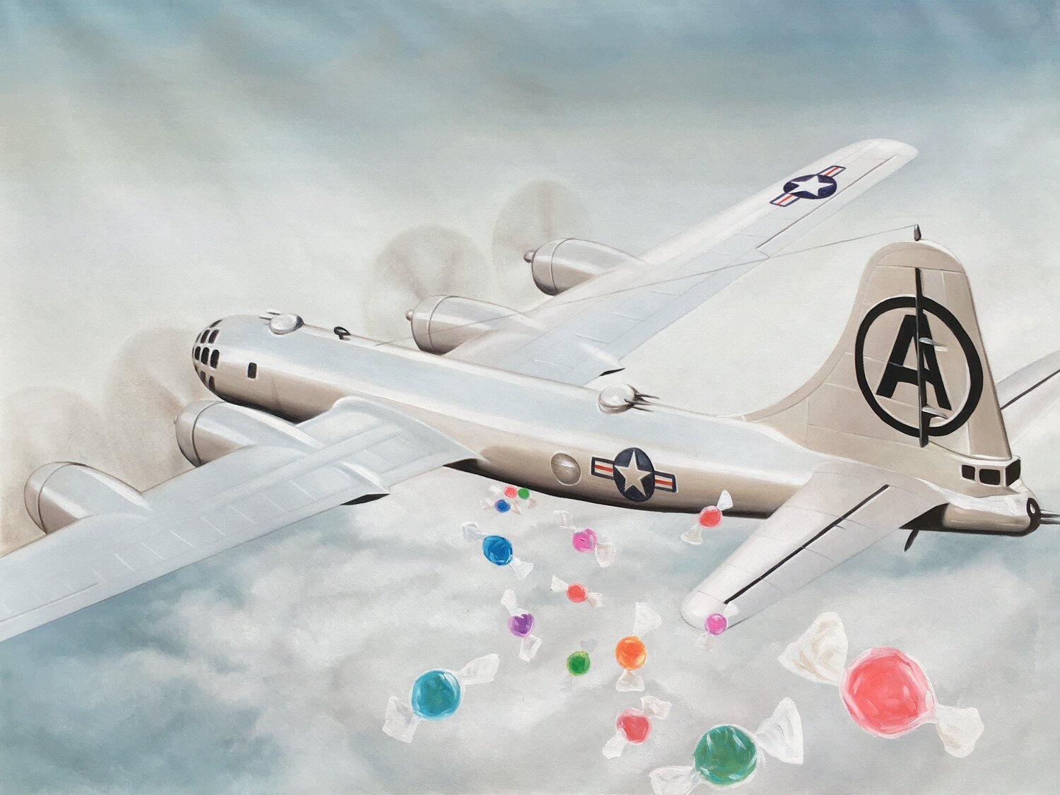 Candy Bomber Jean-Marie Gitard Original painting for sale