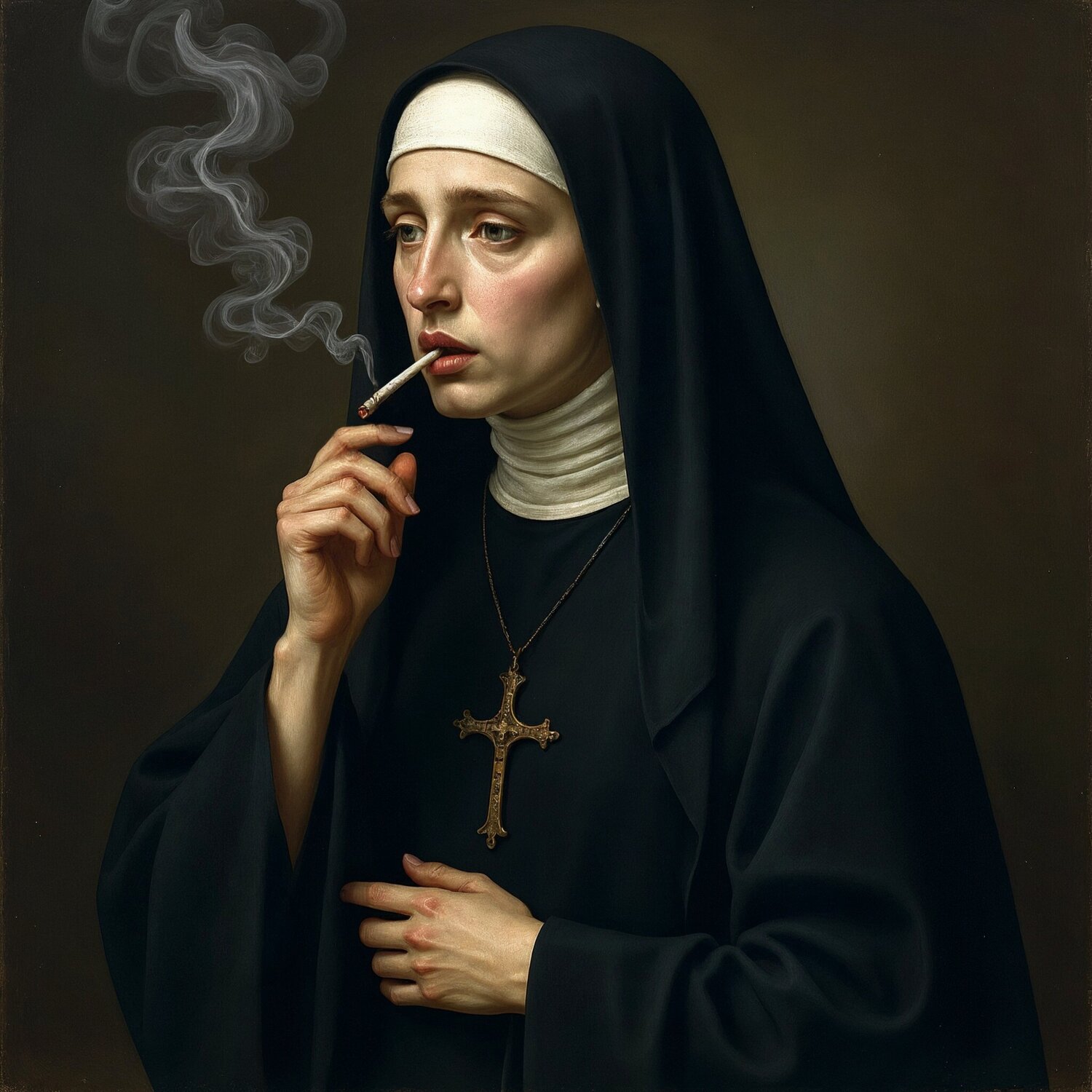 Smoking with God (V) Jean-Marie Gitard Original painting for sale