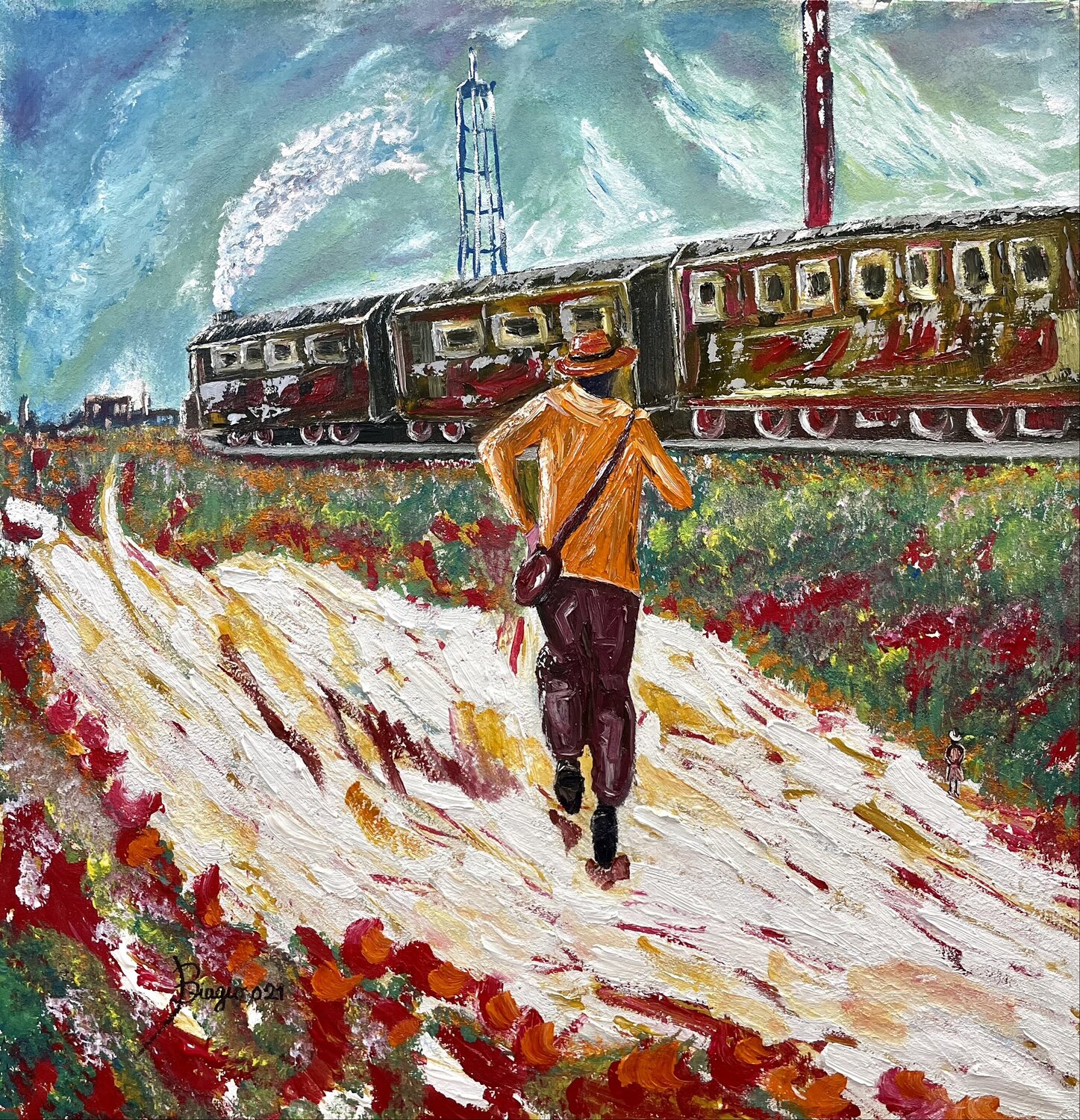 Scappo Via (omaggio a Vincent Van Gogh) Biagio Antonio Occhipinti Original painting for sale