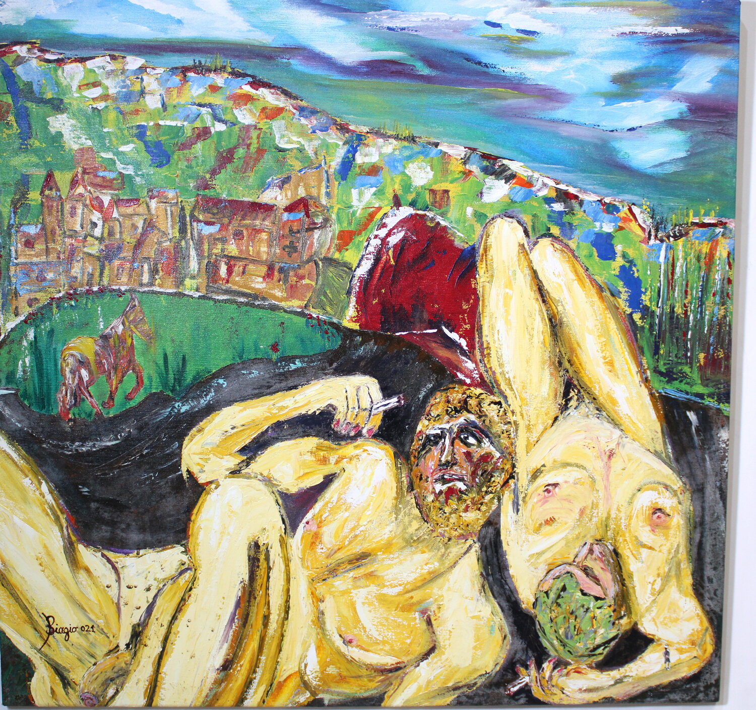 Pandemic Idleness Biagio Antonio Occhipinti Original painting for sale