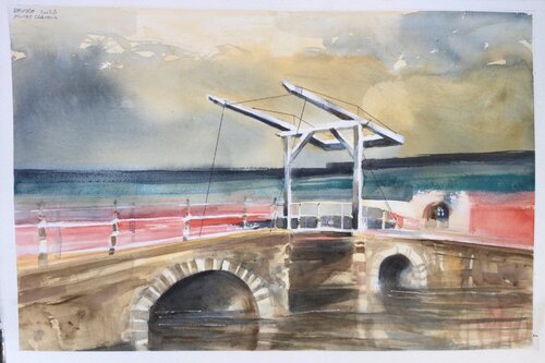 Puente Madera en Brujas by Claudio Pincas Feldman, Painting for Sale on Select
