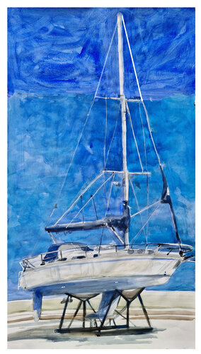 Velero 1 ( Bote en Reparacion) by Claudio Pincas Feldman, Painting for Sale on Select