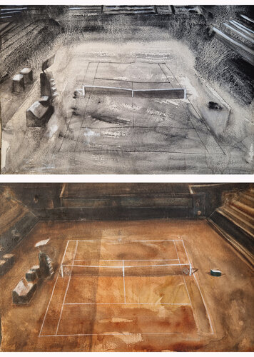 2 Tennis Courts by Claudio Pincas Feldman, Painting for Sale on Select