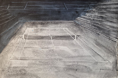 Tennis Grises 1 by Claudio Pincas Feldman, Painting for Sale on Select