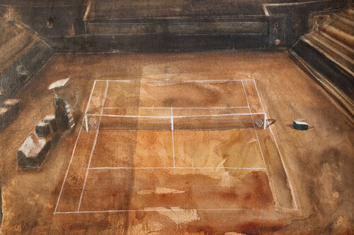 Tennis en Marrones by Claudio Pincas Feldman, Painting for Sale on Select