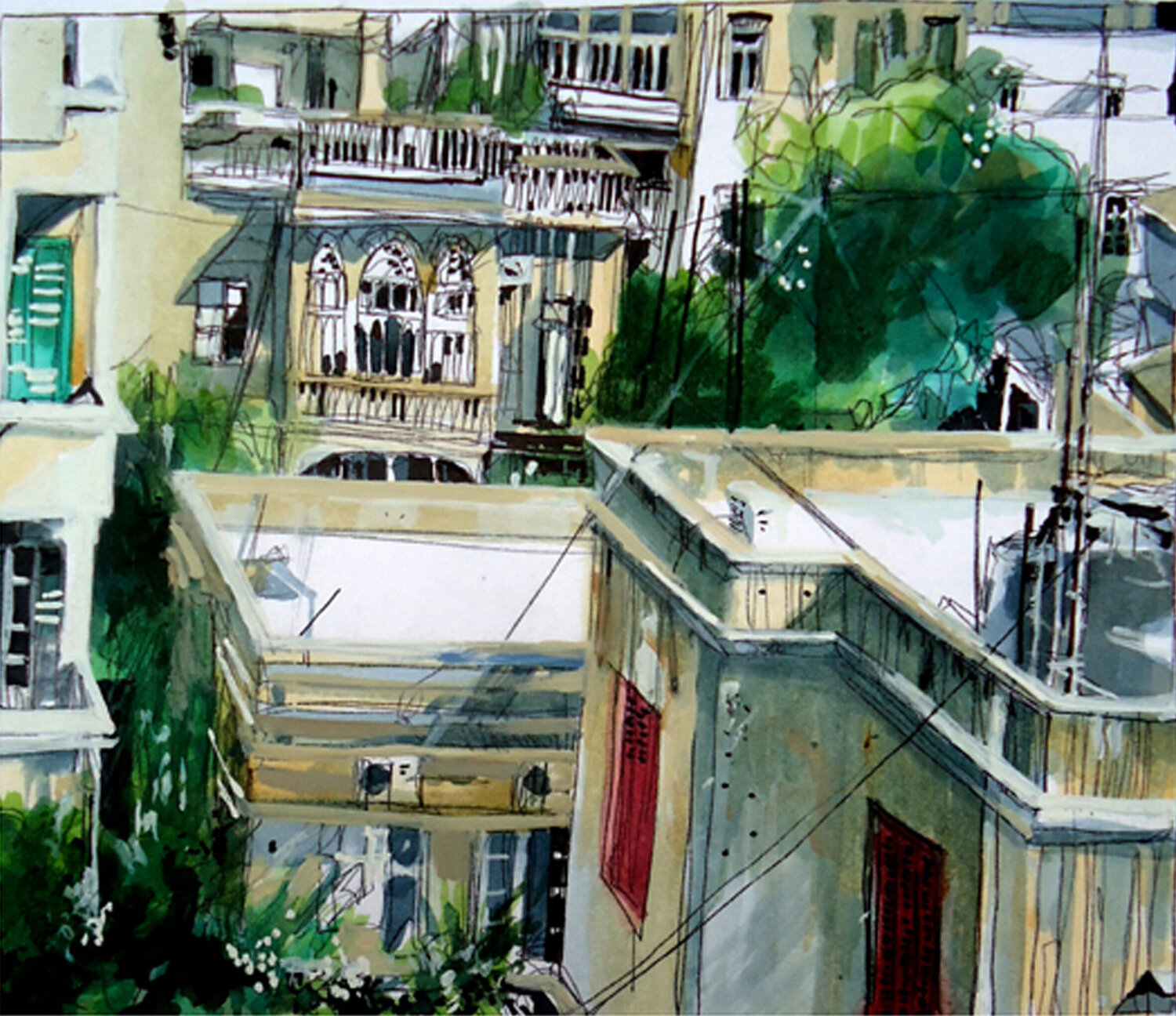 Beirut ( Sketchs de la Ciudad/2012) Claudio Pincas Feldman Original painting for sale