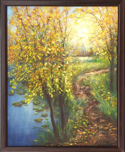 Autumn on the pond by Ludmilla Ukrow, Painting for Sale on Select