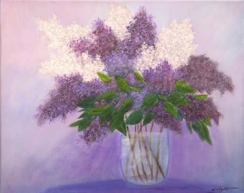 Bouquet of lilacs by Ludmilla Ukrow, Painting for Sale on Select
