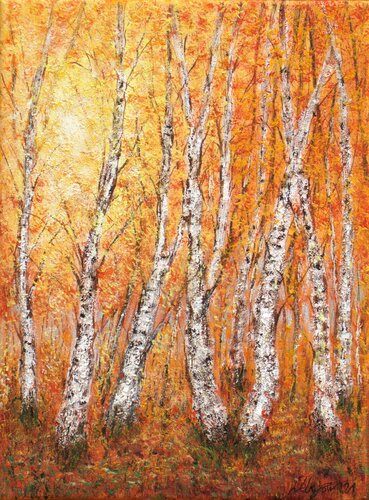 Birch forest by Ludmilla Ukrow, Painting for Sale on Select