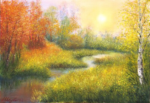 Golden autumn by Ludmilla Ukrow, Painting for Sale on Select