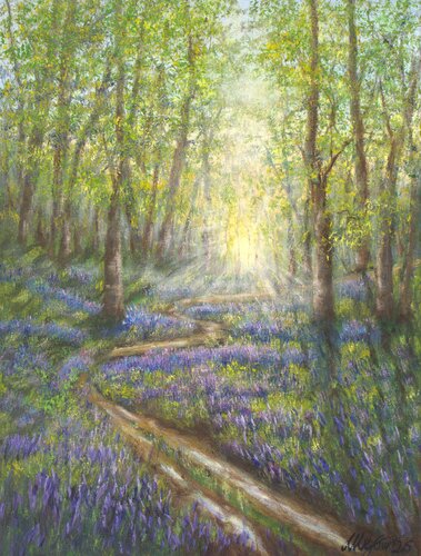 Bluebells forest by Ludmilla Ukrow, Painting for Sale on Select