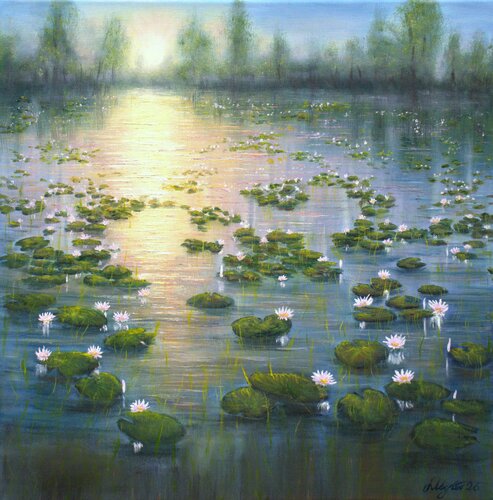 Water lilies by Ludmilla Ukrow, Painting for Sale on Select
