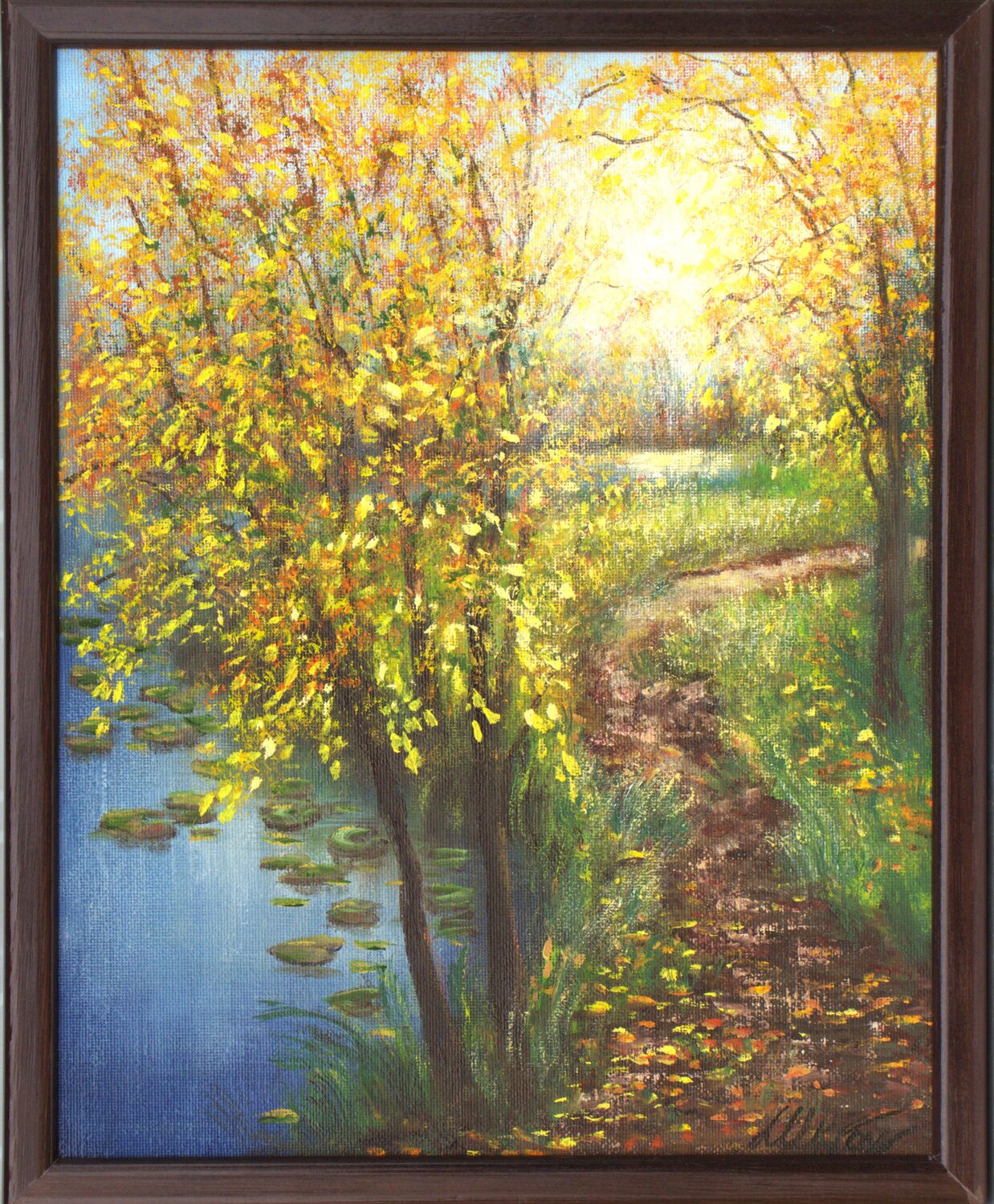 Autumn on the pond Ludmilla Ukrow Original painting for sale
