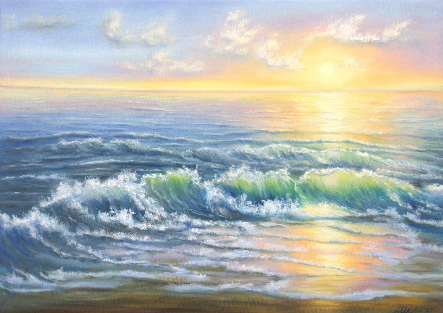 Ocean sunset Ludmilla Ukrow Original painting for sale